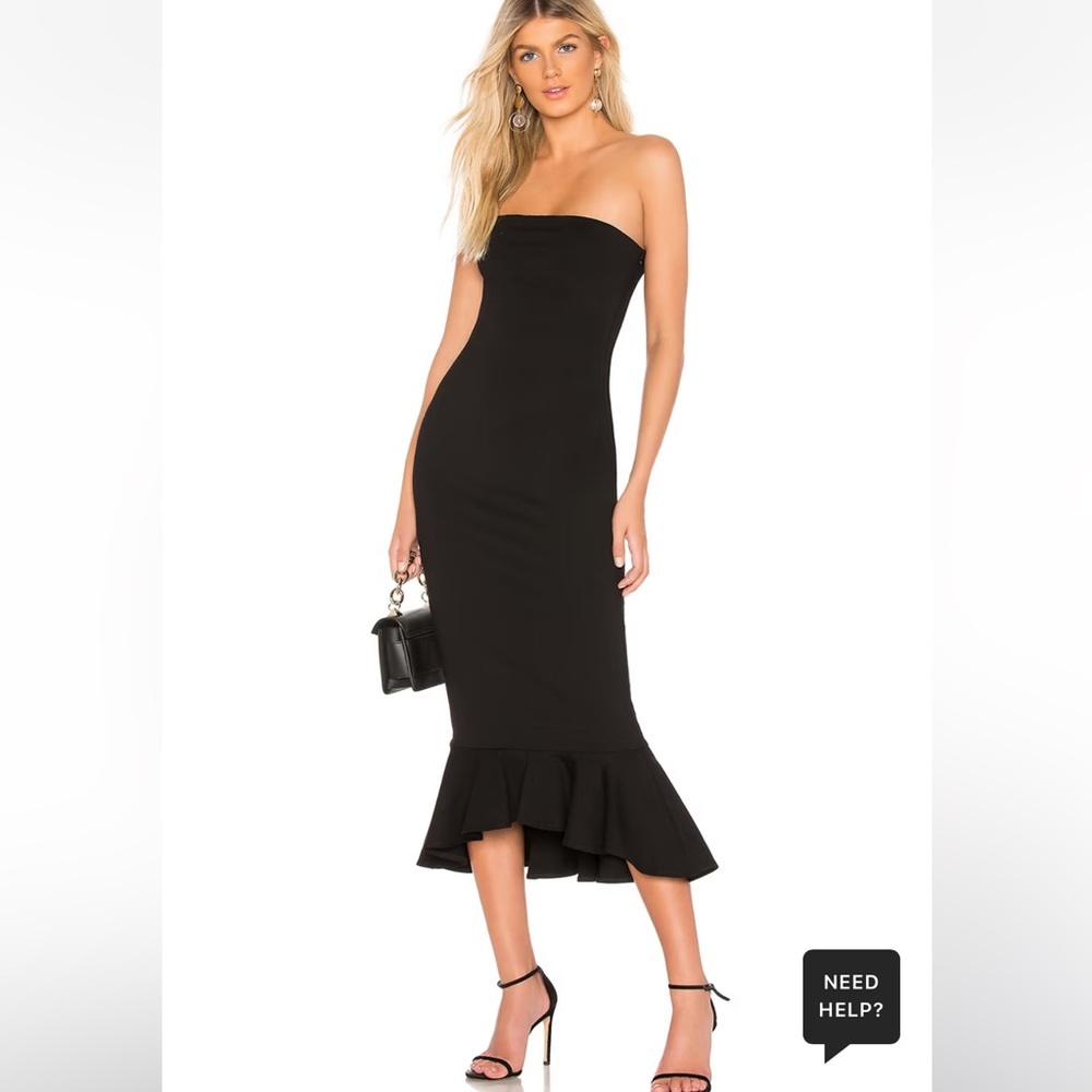 Strapless ruffle midi